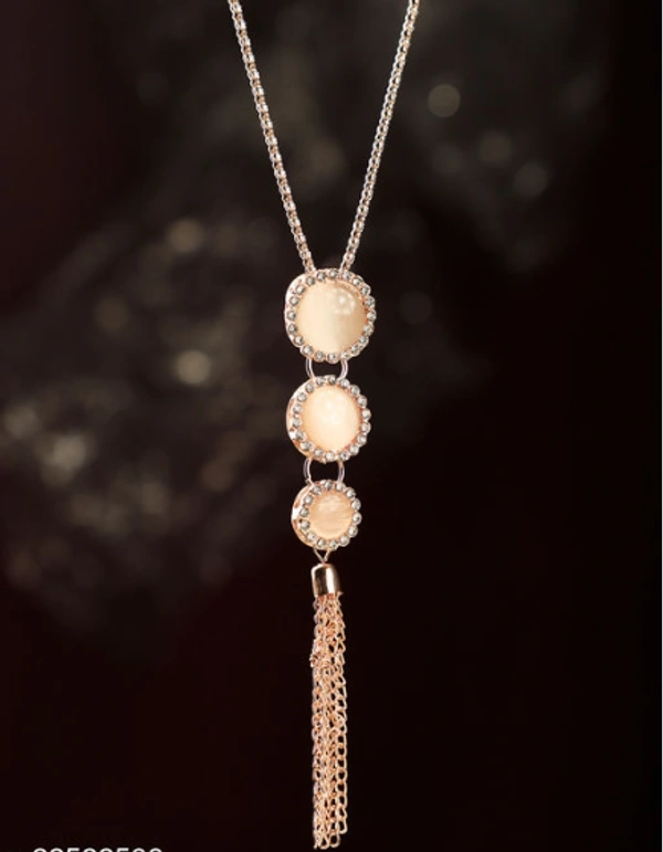 Anikas Creation Rose Plated Tasselled Alloy Light weighted Cream Stone Finished Pendant - Adjustable, Gold Plated, Multipack 1